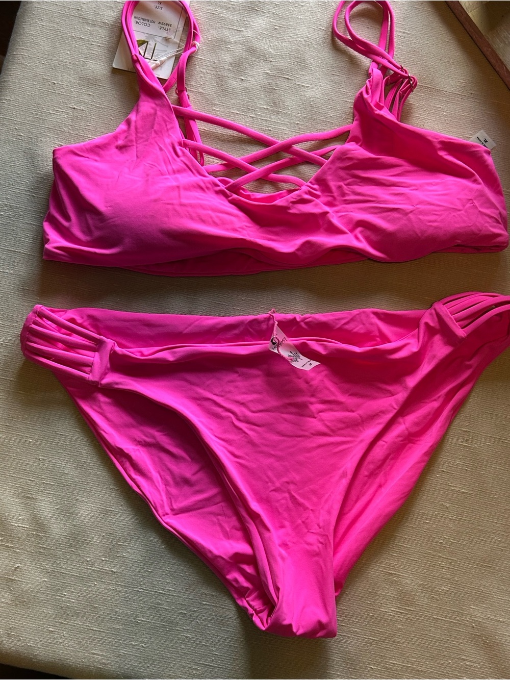 (2)Neon Pink & Red Bikinis